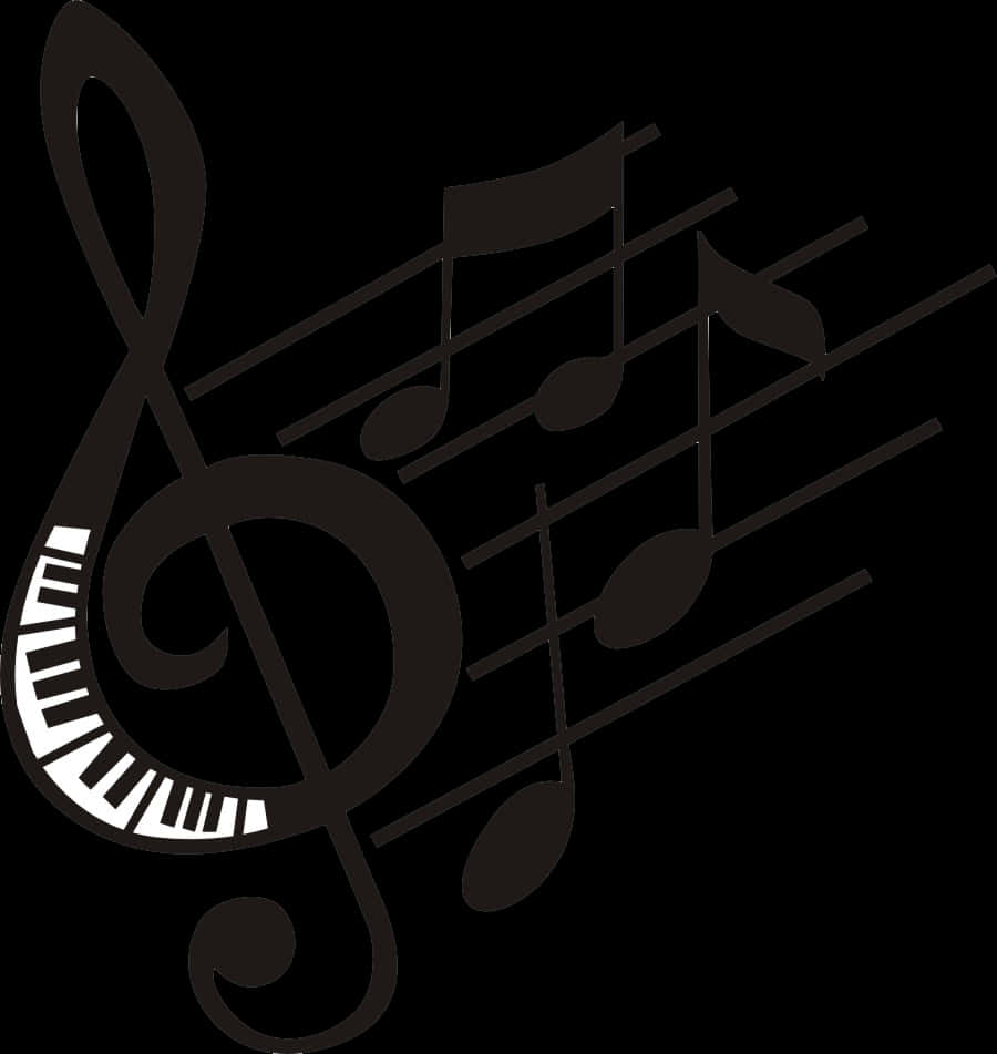 Piano Keyboard Treble Clef Music Notes PNG image