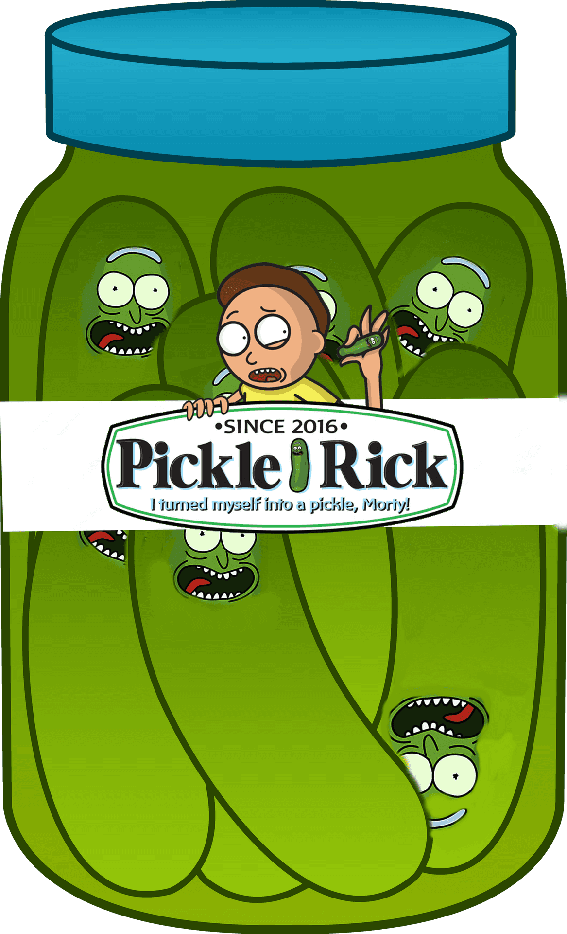 Pickle Rick In Jar Graphic PNG image