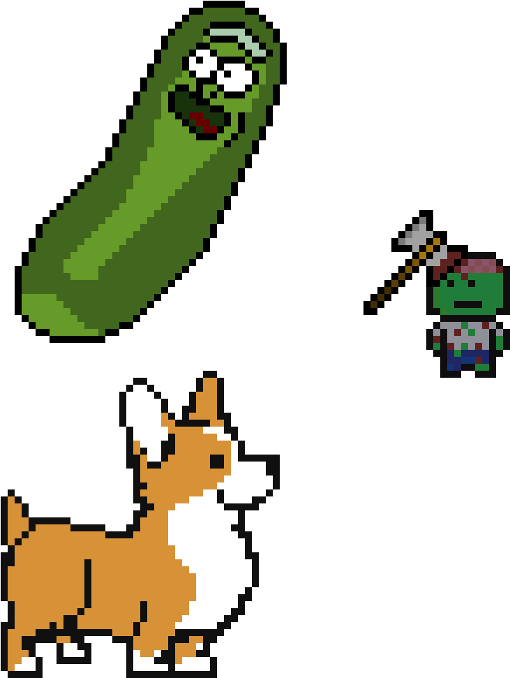 Pickle Rickand Friends Pixel Art PNG image