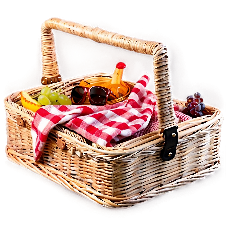 Picnic Basket With Glasses Png 06122024 PNG image