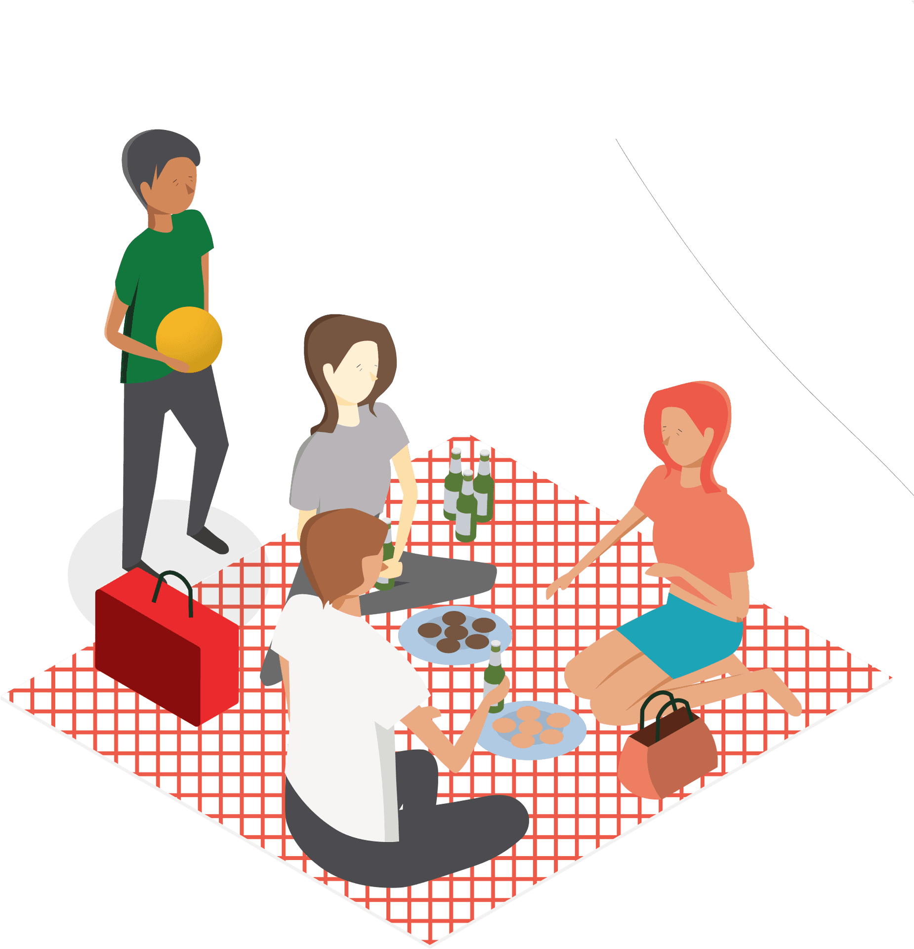 Picnic Friends Enjoying Outdoor Activity PNG image