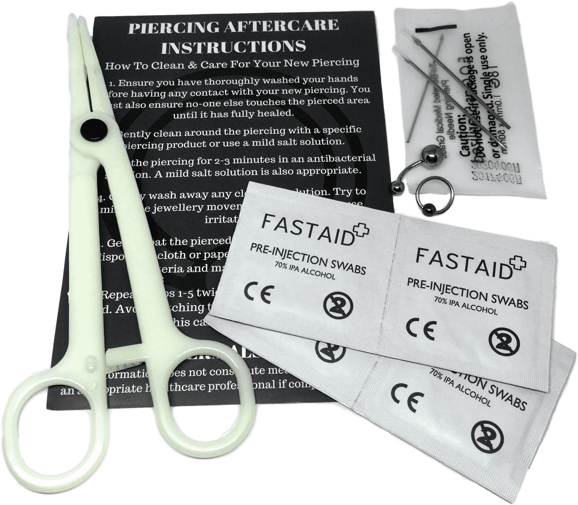 Piercing Aftercare Kitand Instructions PNG image