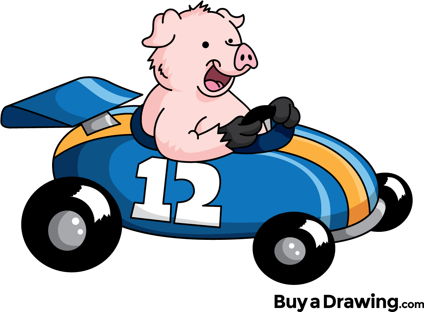 Pig Racing Cartoon PNG image