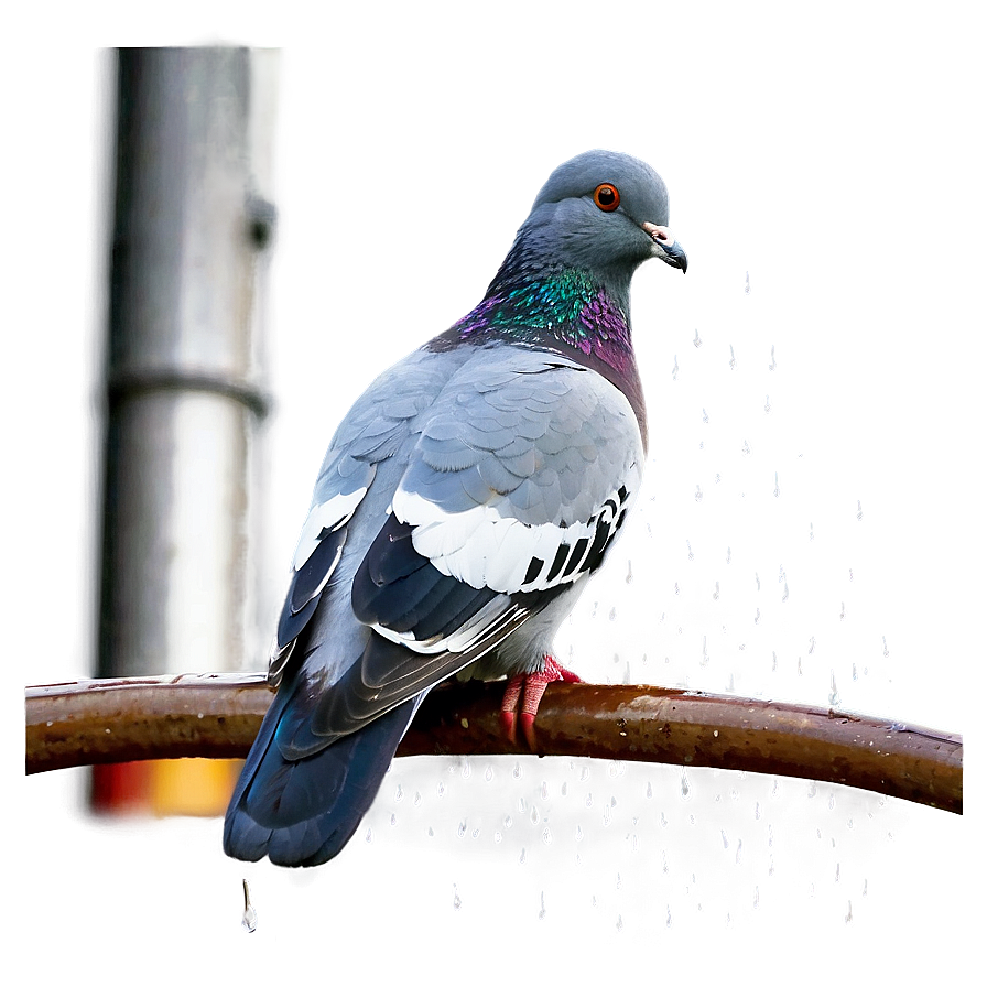 Pigeon In Rain Png 05242024 PNG image