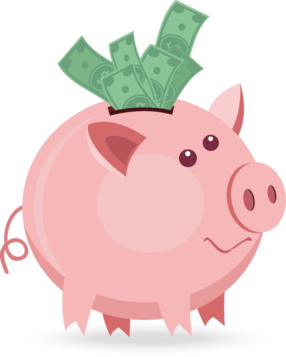 Piggy Bank With Money Illustration PNG image