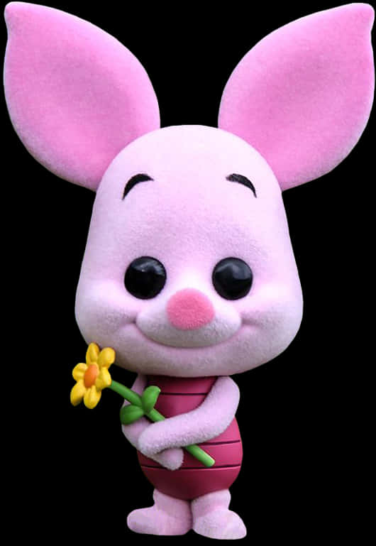 Piglet Holding Flower PNG image