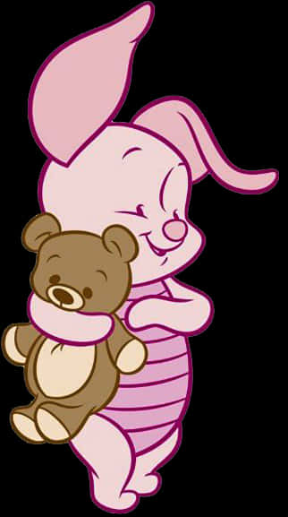 Piglet Hugging Teddy Bear PNG image