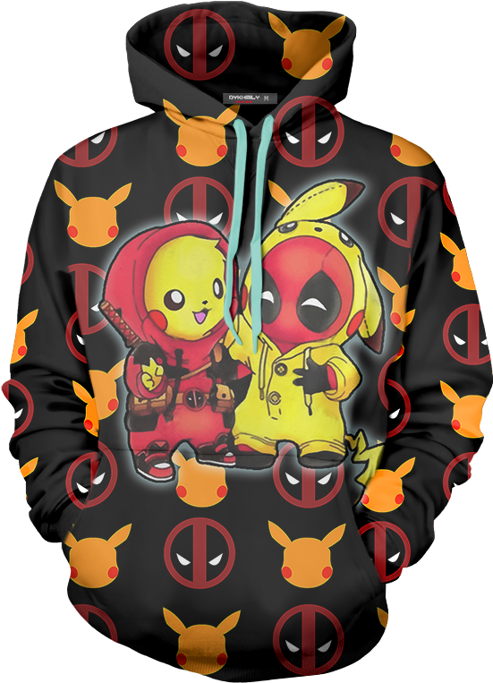 Pikachu Deadpool Crossover Hoodie PNG image