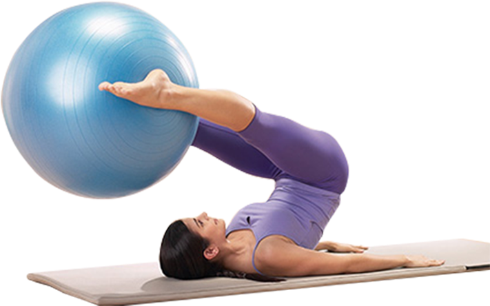 Pilates Ball Back Extension Exercise PNG image