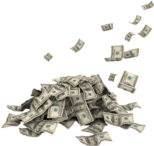 Pileof Cash Falling Dollars Vector PNG image