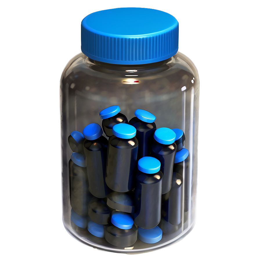 Pill Bottle With Blue Pills Png 05252024 PNG image