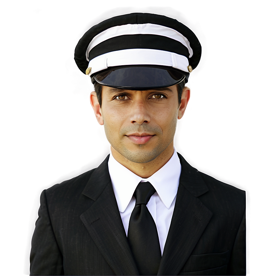 Pilot Hat In Black And White Png Tlp5 PNG image