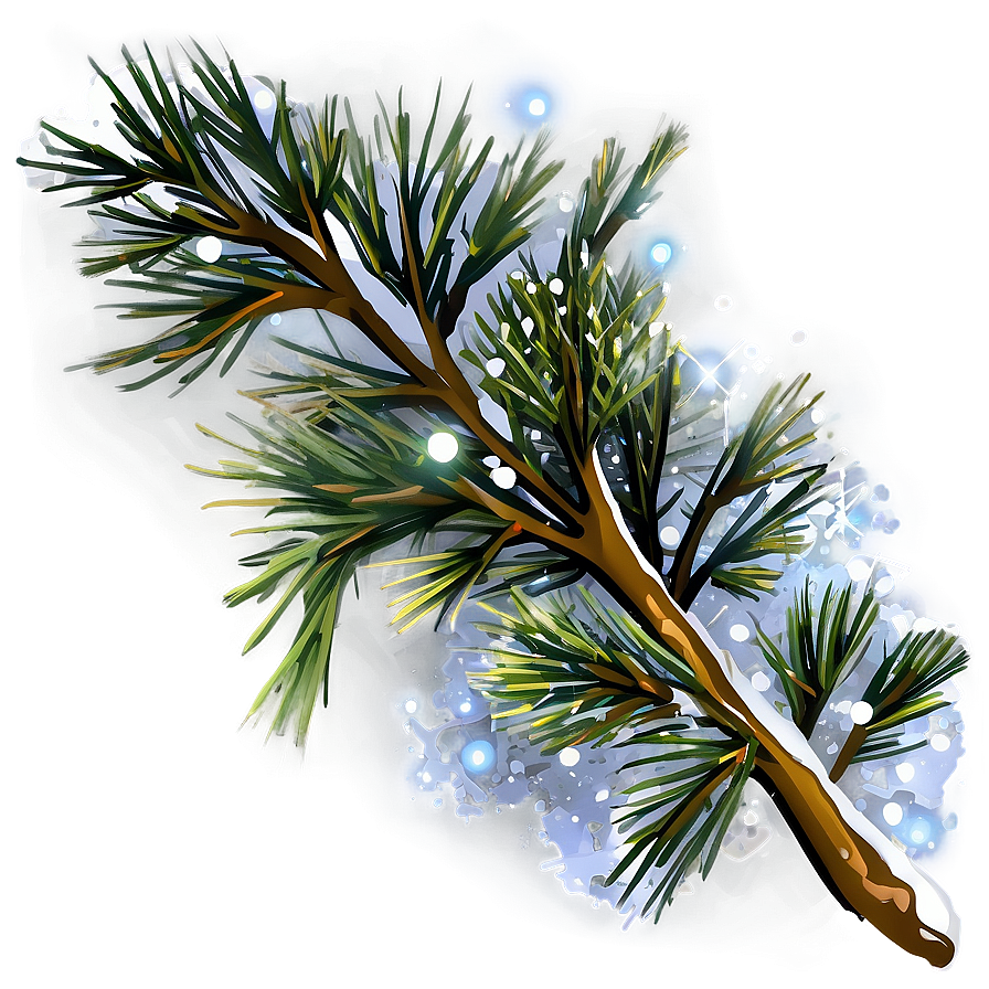 Pine Branch With Snowflakes Png Kqu PNG image