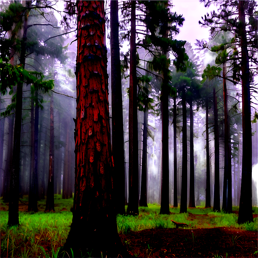 Pine Forest Misty Morning Png 06132024 PNG image