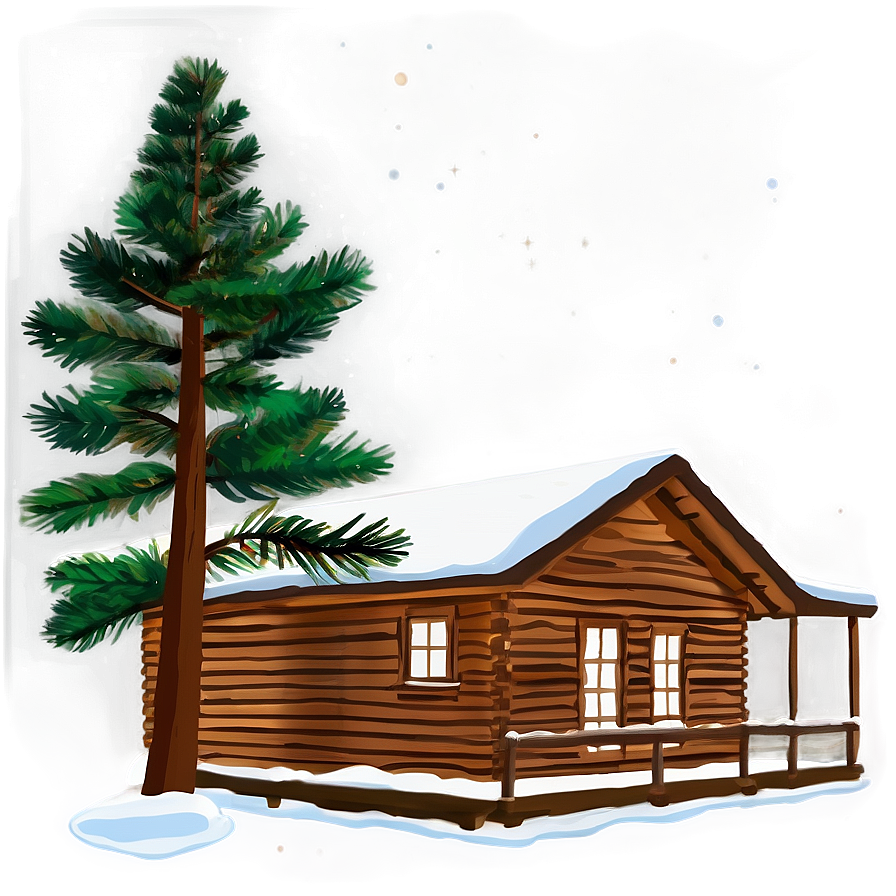 Pine Tree And Cabin Night Scene Png 06132024 PNG image