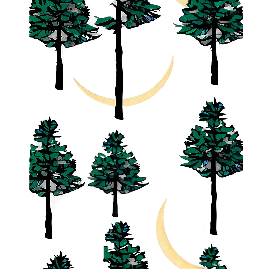 Pine Trees And Moon Png 05252024 PNG image