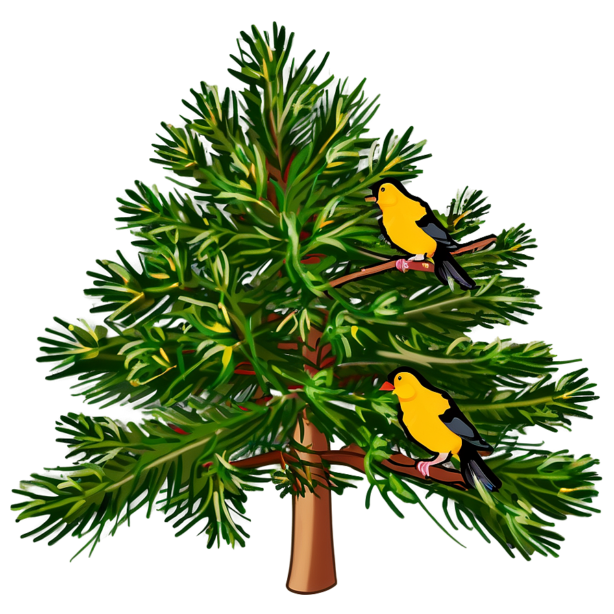 Pine Trees With Birds Png 05252024 PNG image