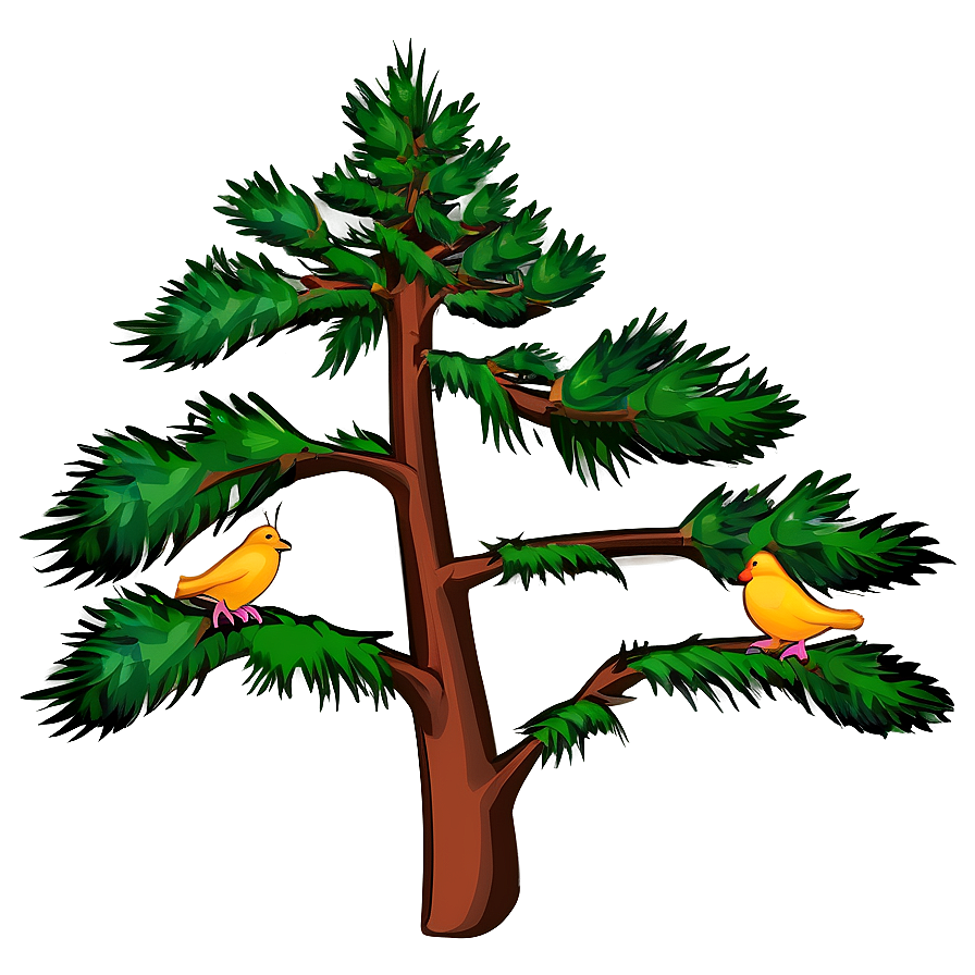 Pine Trees With Birds Png Hlp PNG image