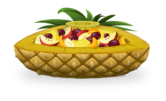 Pineapple Fruit Bowl Illustration PNG image