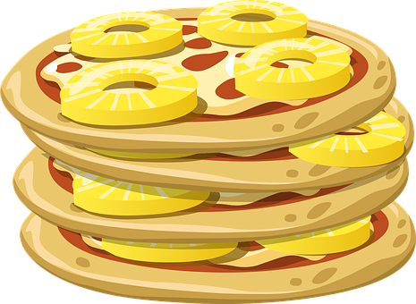 Pineapple Pepperoni Pizza Stack Illustration PNG image