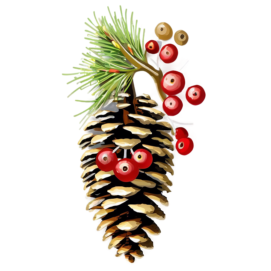 Pinecone With Berries Png Dfh PNG image