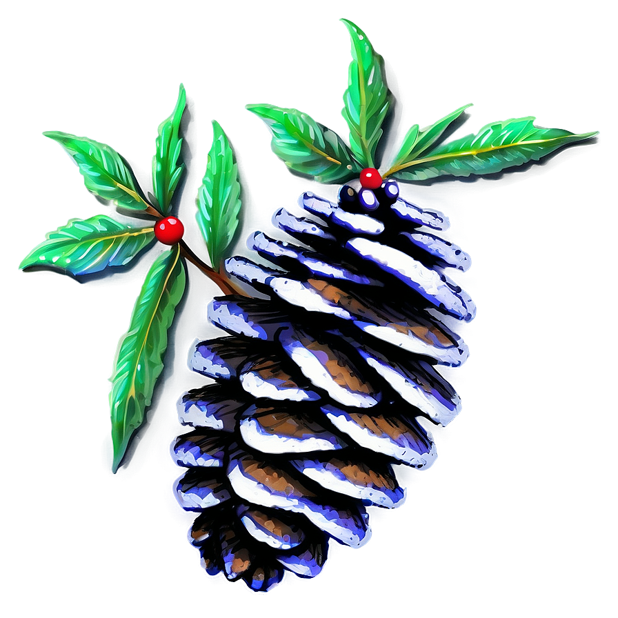 Pinecone With Holly Leaves Png 96 PNG image