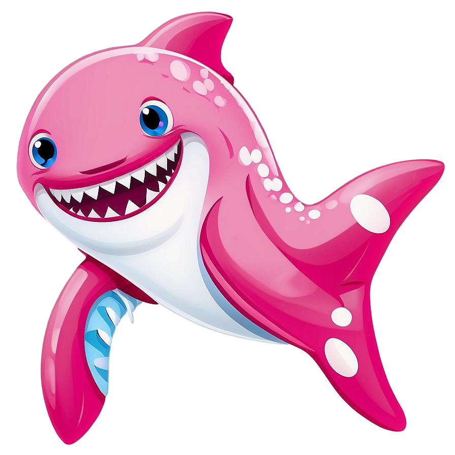 Pink Baby Shark With Stars Png 6 PNG image