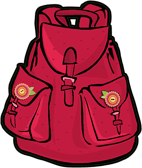 Pink Backpackwith Flower Patches PNG image