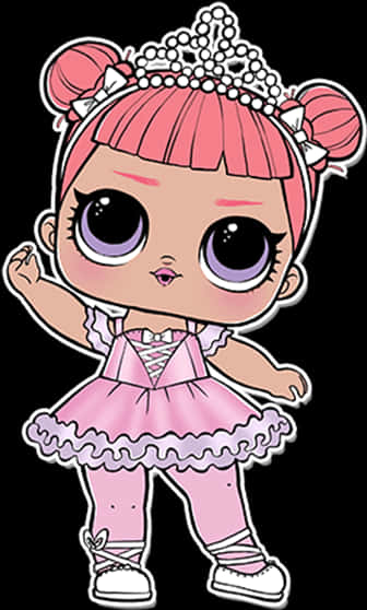 Pink Ballerina L O L Doll PNG image