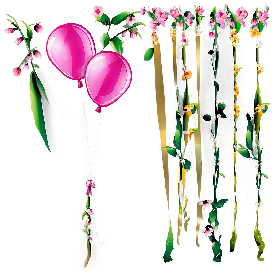 Pink Balloons And Flowers Png Qhn12 PNG image