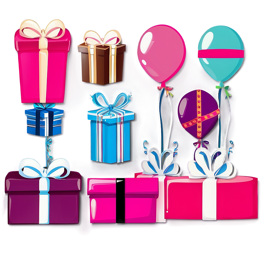 Pink Balloons And Gifts Png 30 PNG image