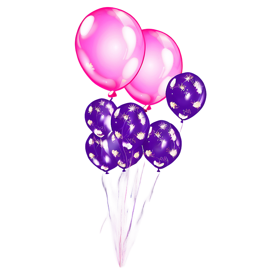 Pink Balloons With Glitter Png Yjv75 PNG image