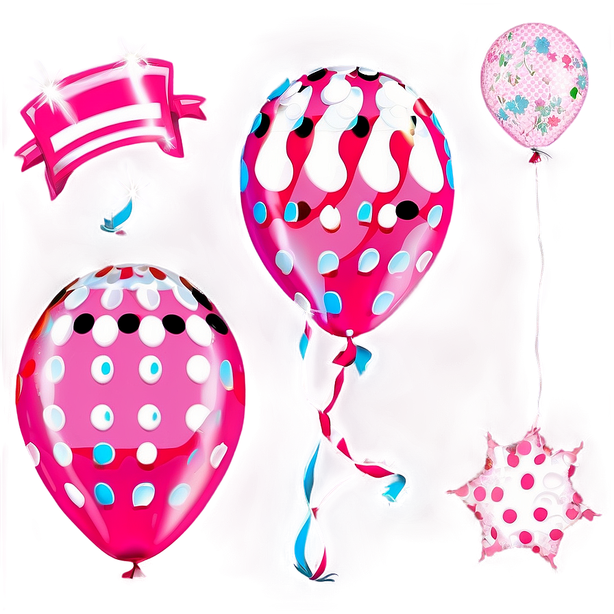 Pink Balloons With Polka Dots Png 86 PNG image