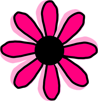 Pink Black Flower Illustration PNG image