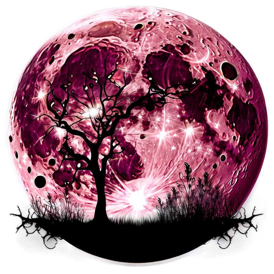 Pink Blood Moon Eerie Scene Png Qsy PNG image