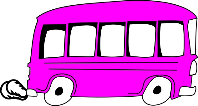 Pink Bus Graphic Illustration PNG image