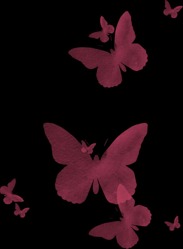 Pink_ Butterflies_on_ Black_ Background PNG image