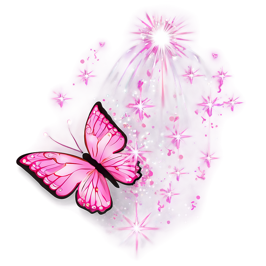 Pink Butterfly And Fairy Dust Png Stq75 PNG image