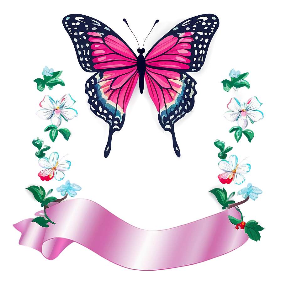 Pink Butterfly For Invitation Card Png Tyo PNG image