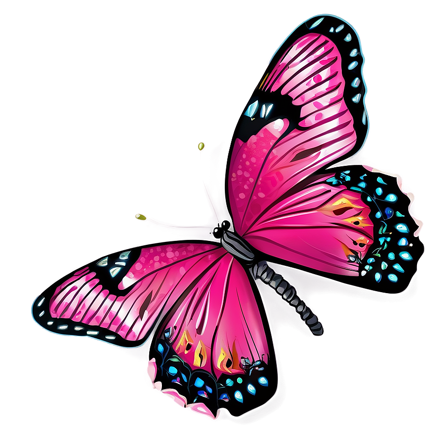 Pink Butterfly In Garden Png Wkb PNG image