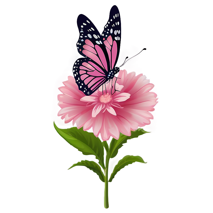 Pink Butterfly On Flower Png 05232024 PNG image