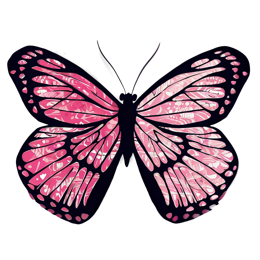 Pink Butterfly Silhouette Graphic Png 05232024 PNG image