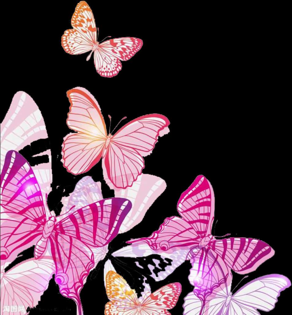 Pink Butterfly Vector Art PNG image