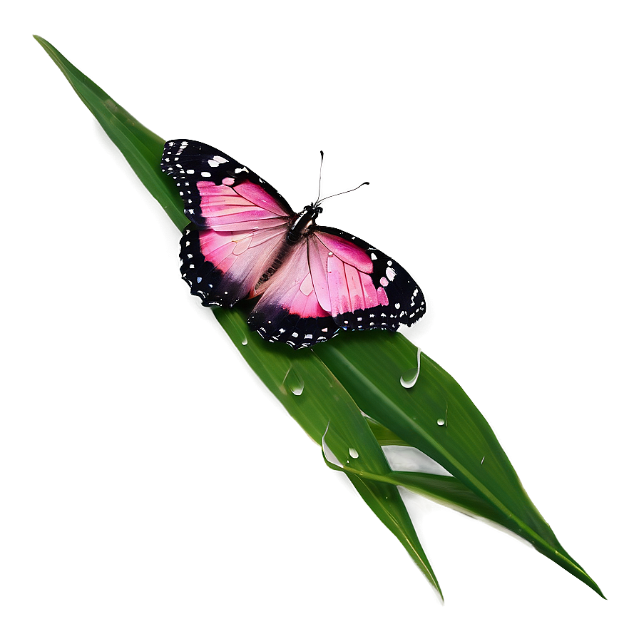 Pink Butterfly With Dew Drops Png Fel PNG image