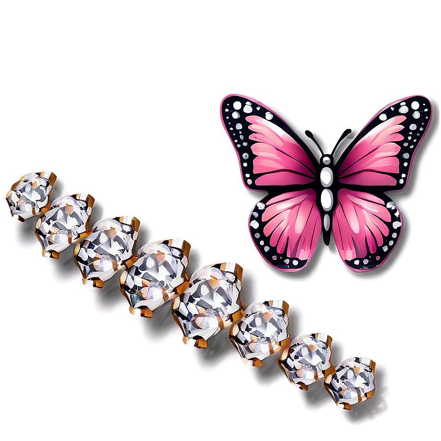 Pink Butterfly With Diamonds Png 05232024 PNG image