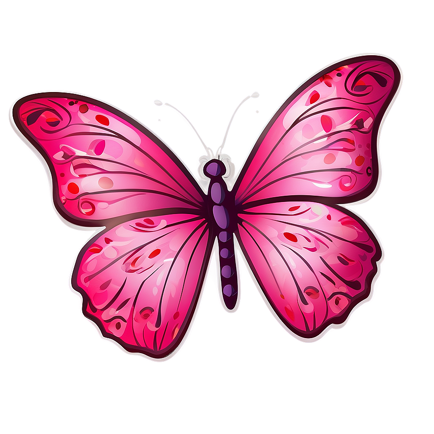 Pink Butterfly With Floral Elements Png 57 PNG image