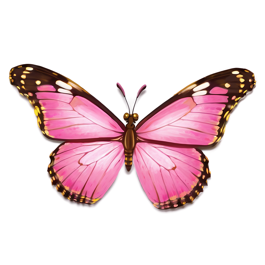 Pink Butterfly With Golden Edges Png Itl18 PNG image