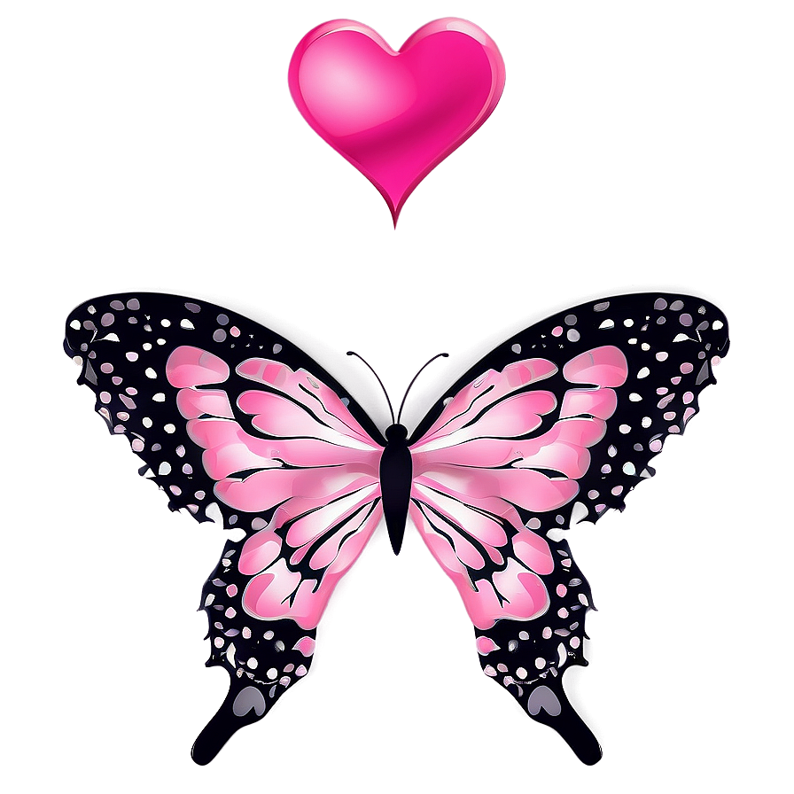 Pink Butterfly With Heart Details Png 05232024 PNG image