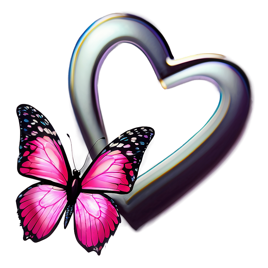 Pink Butterfly With Heart Details Png Pnx PNG image