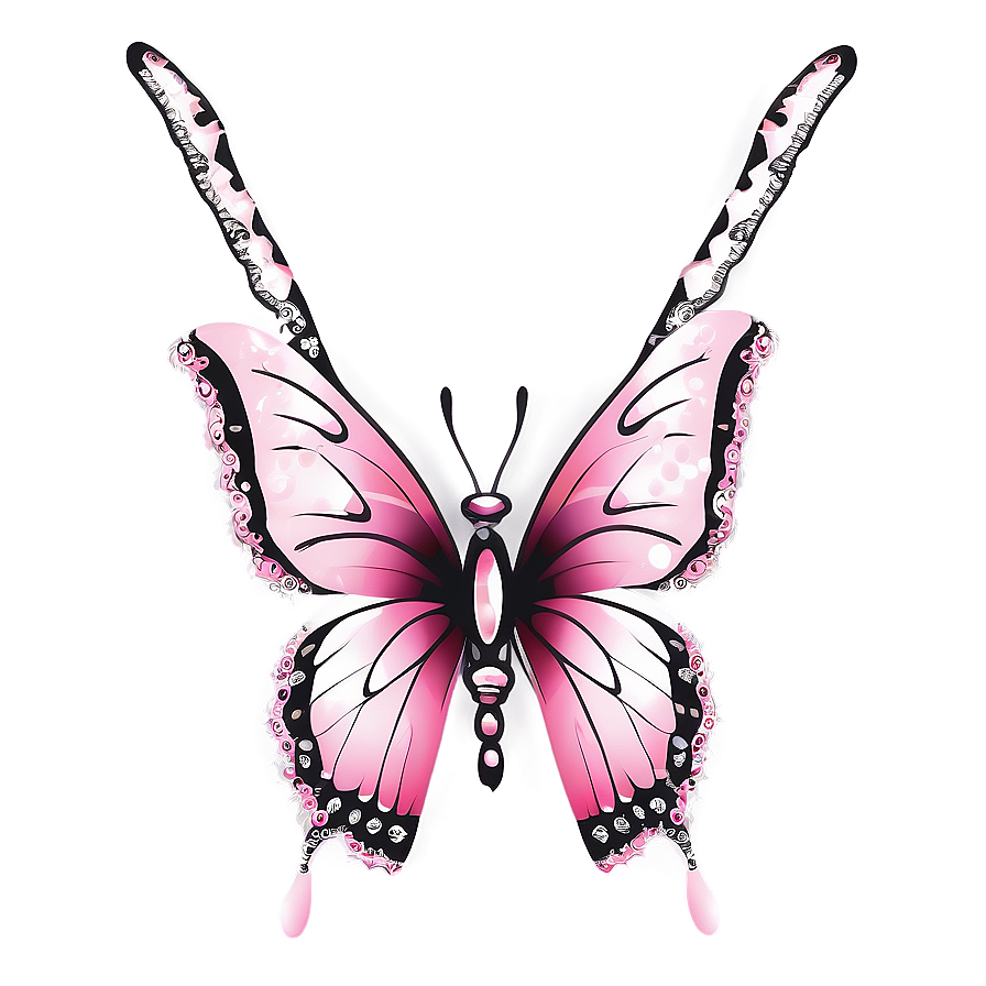 Pink Butterfly With Lace Wings Png Qbp PNG image